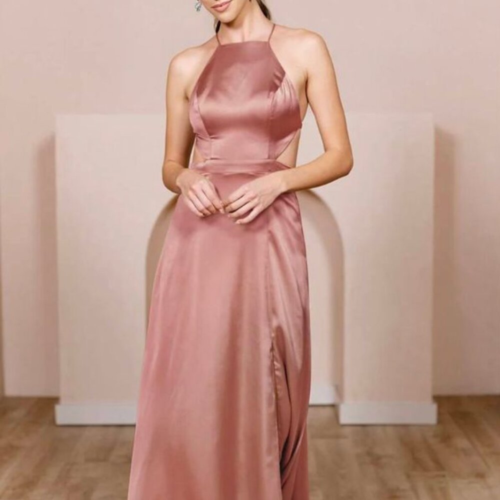 Like New Revelry Desert Rose Haven Satin Bridesmaid Dress in Size 8 Petite
